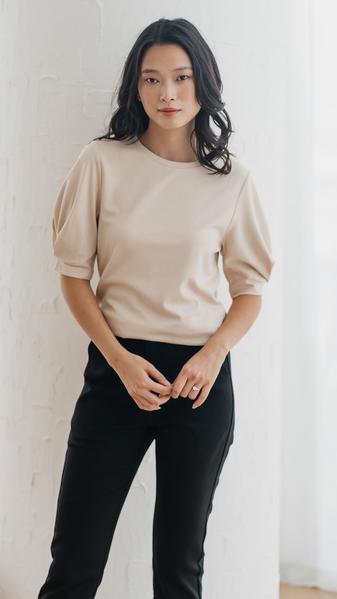 Claudine Puff Sleeve Roma Blouse in Ecru [ONLINE ONLY]