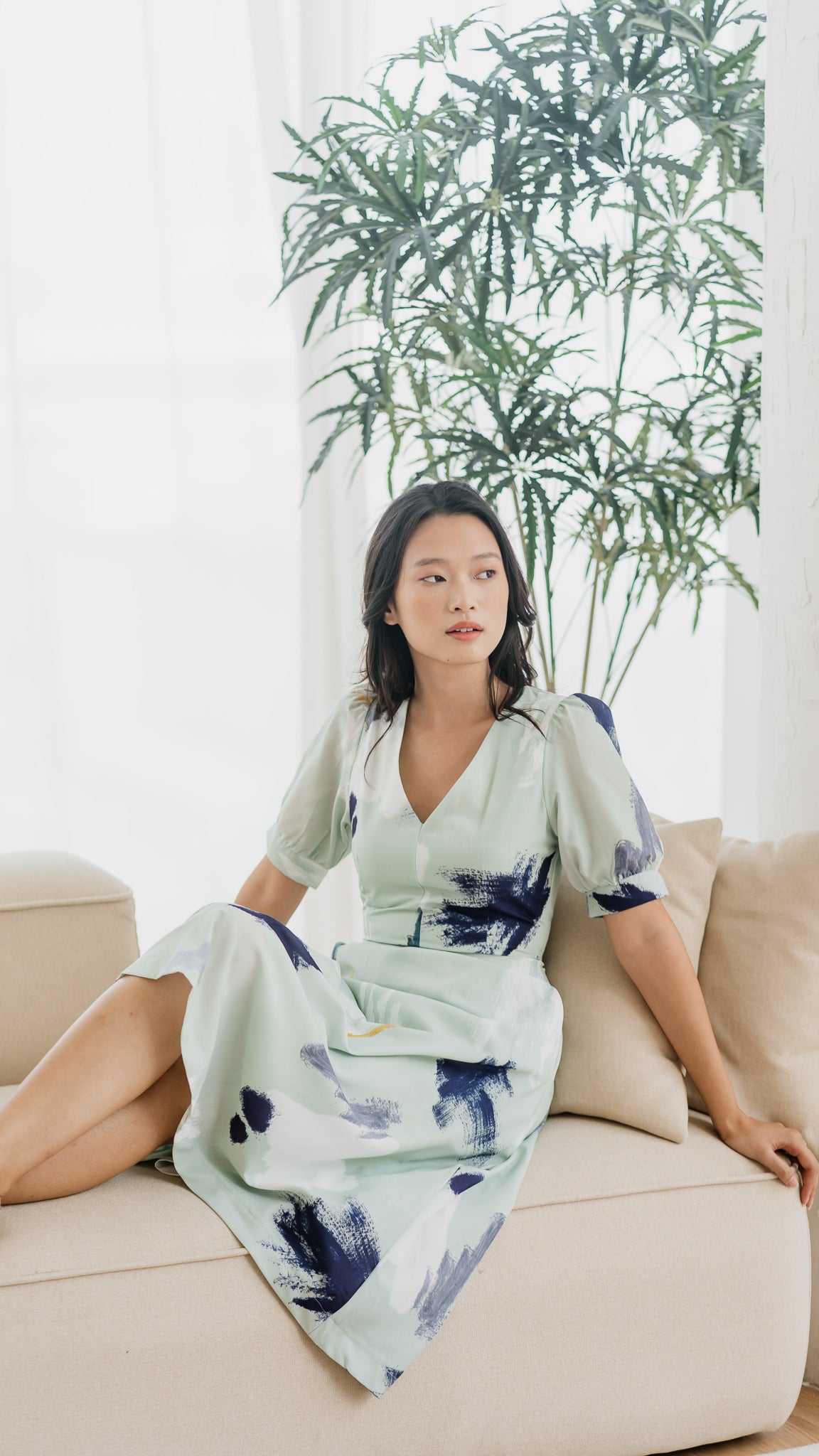 If I Were A Painter Sleeved Dress in Sage [ONLINE ONLY]