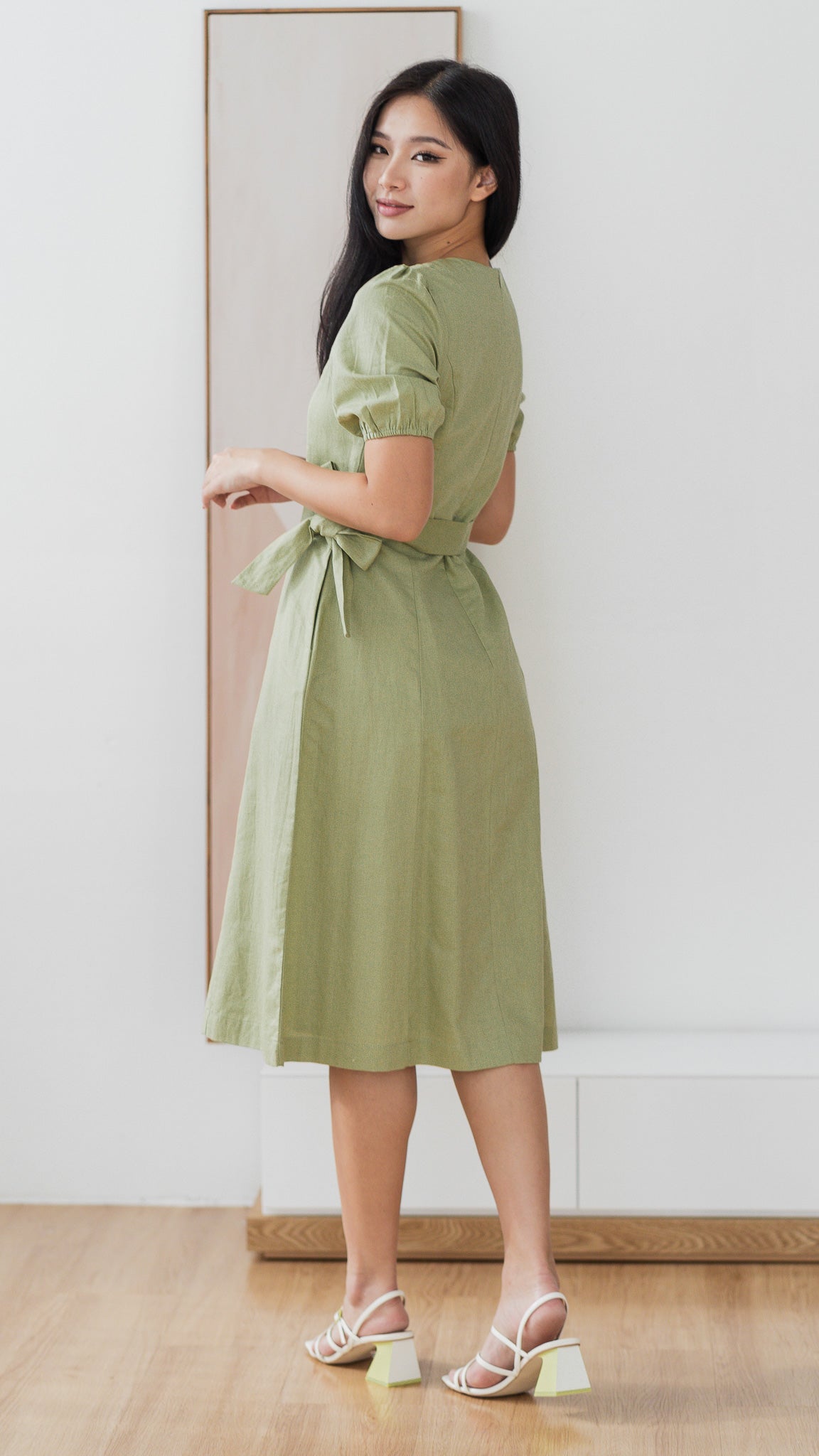 Joy Of Spring Linen Midi Dress in Sage [ONLINE ONLY]