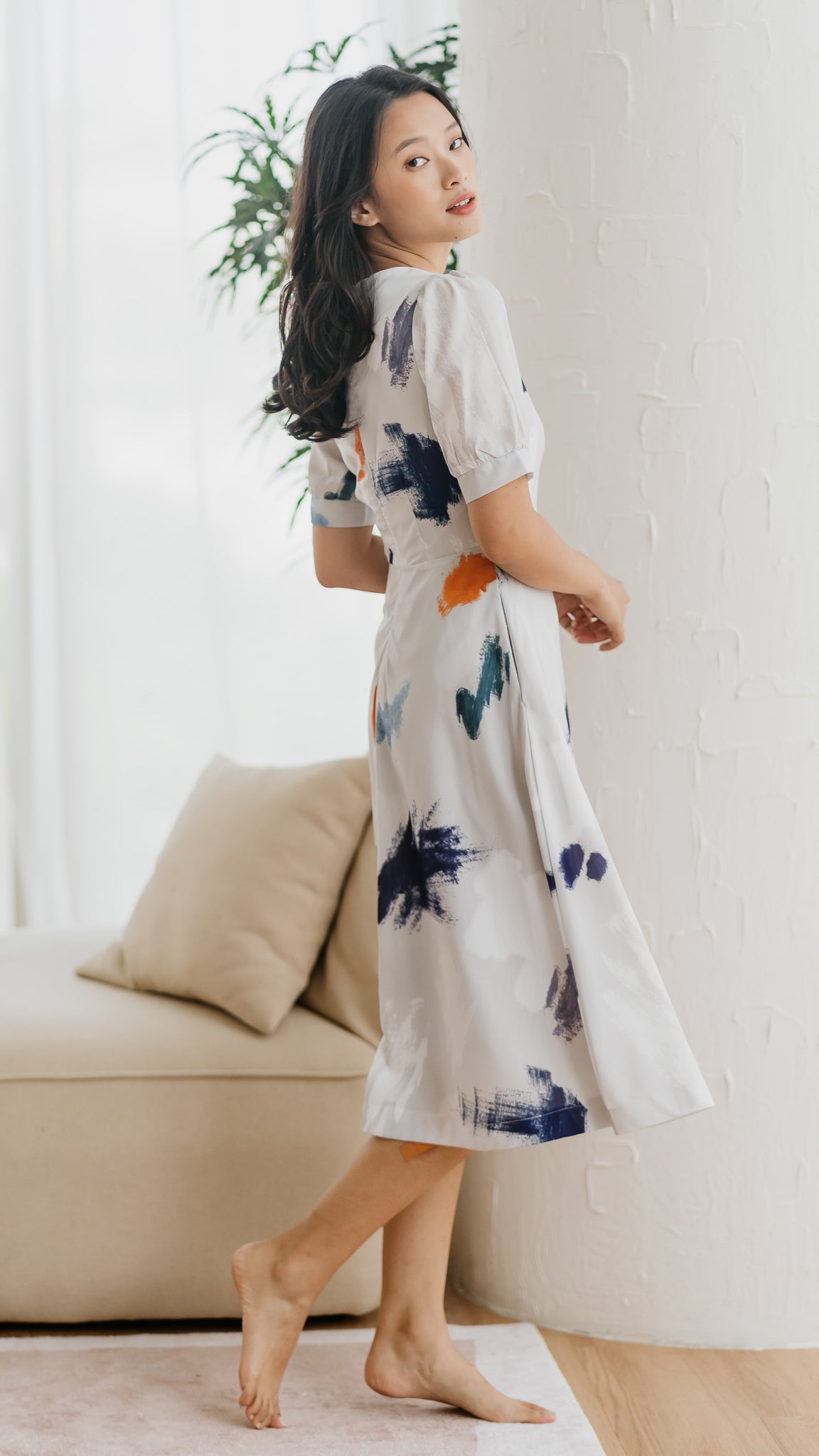 If I Were A Painter Sleeved Dress in Stone [ONLINE ONLY]