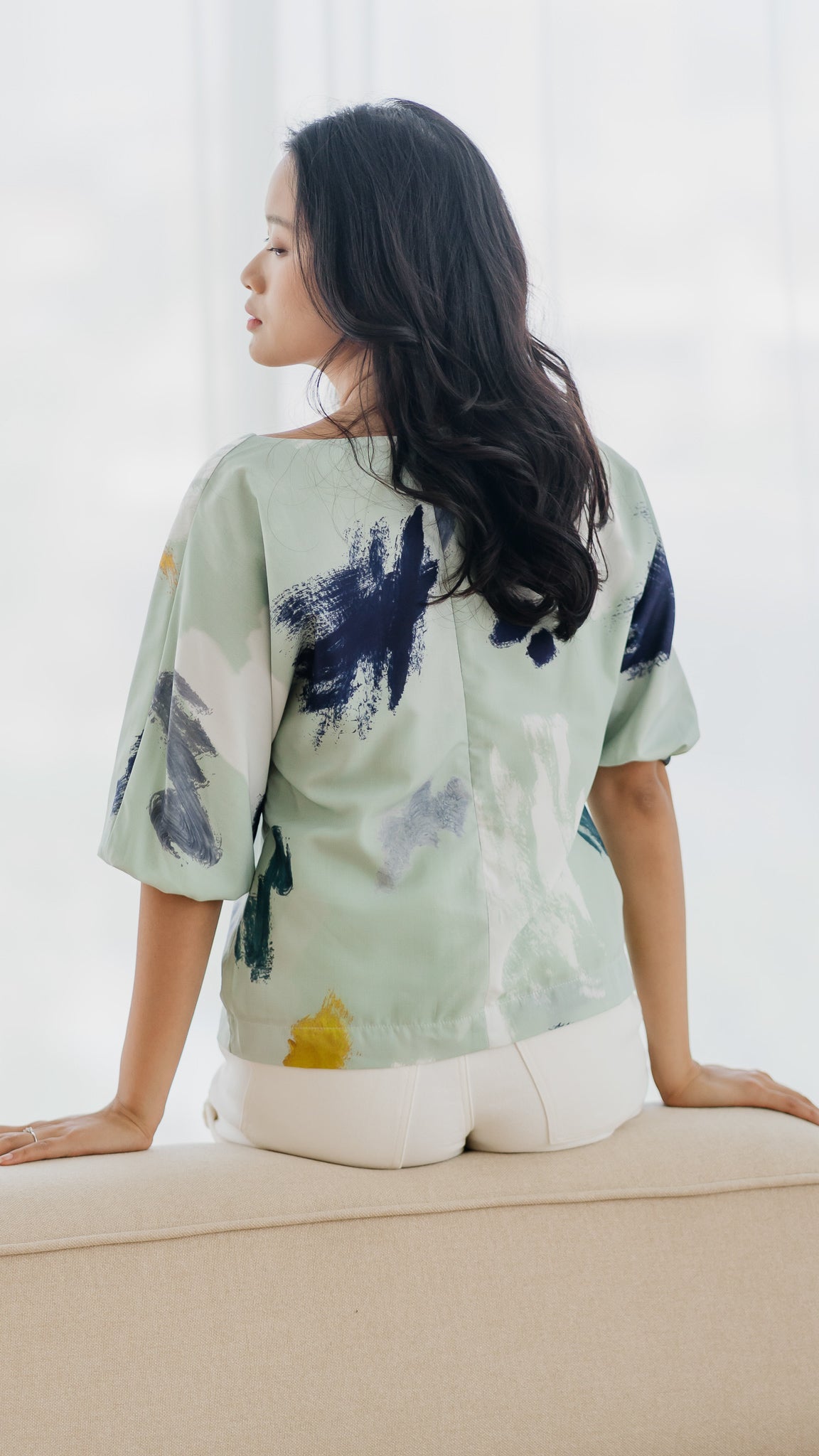 If I Were A Painter Sleeved Blouse in Sage