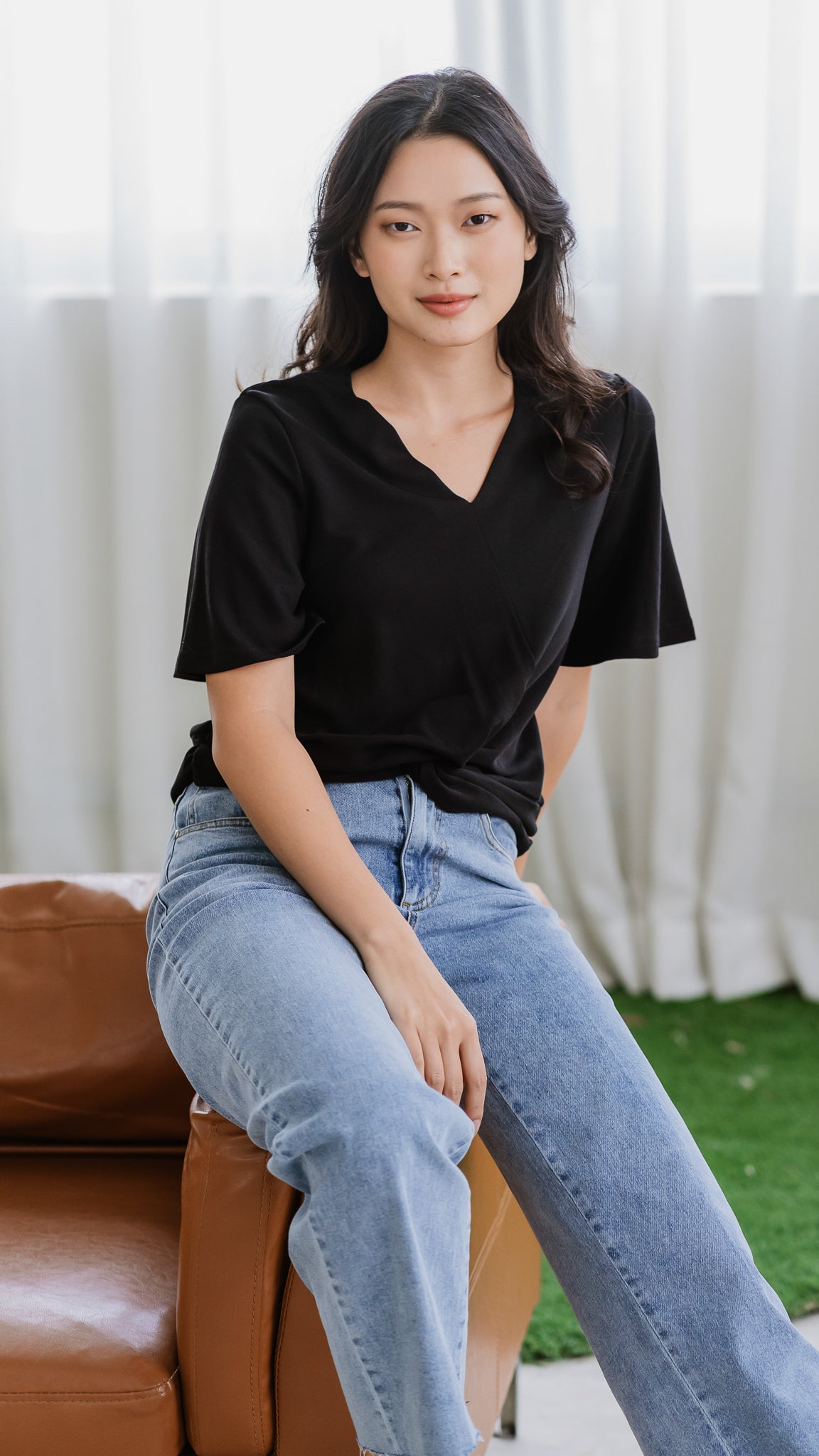 Vivien Knot Tencel Blend Blouse in Black [ONLINE ONLY]