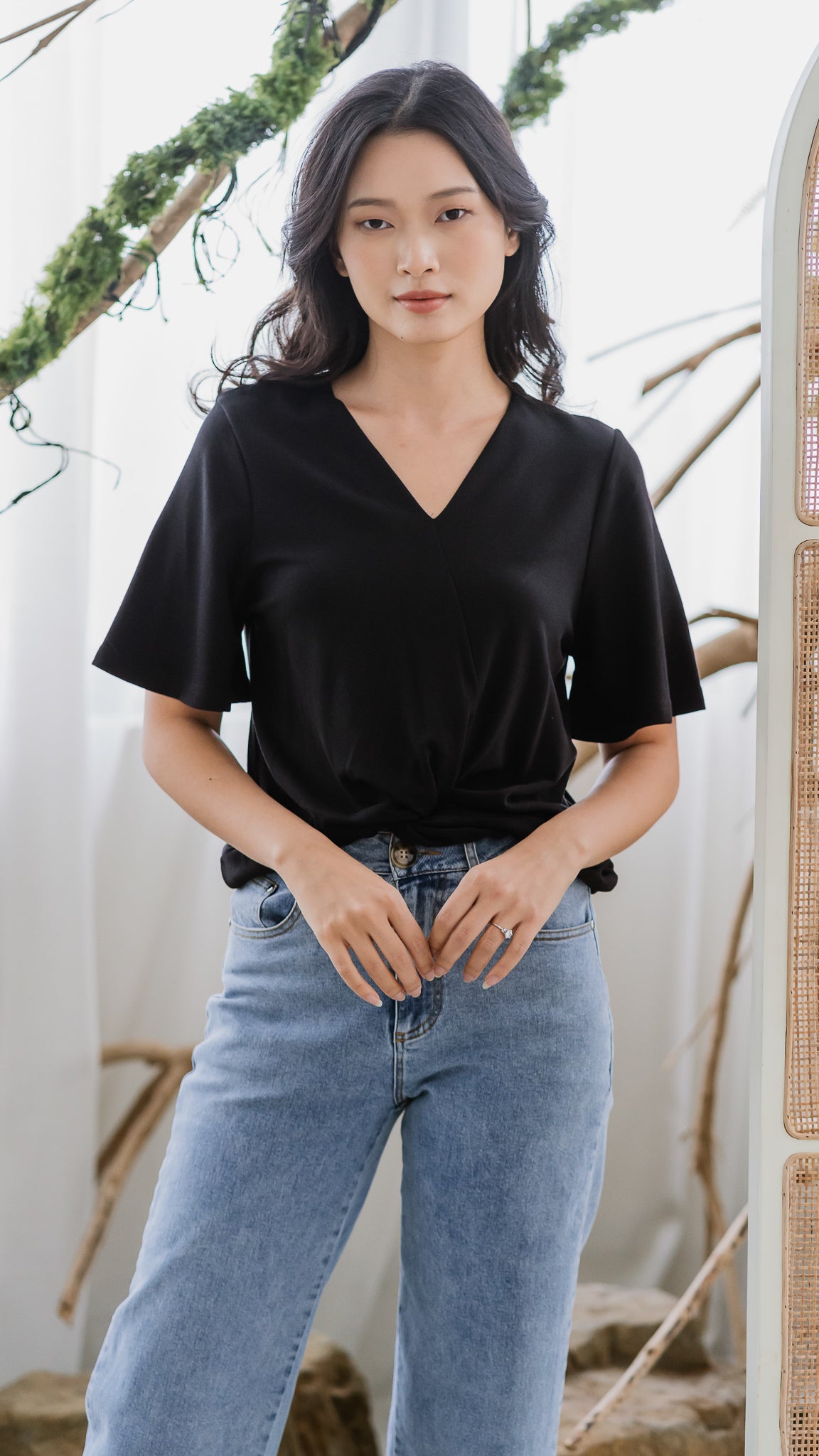 Vivien Knot Tencel Blend Blouse in Black [ONLINE ONLY]