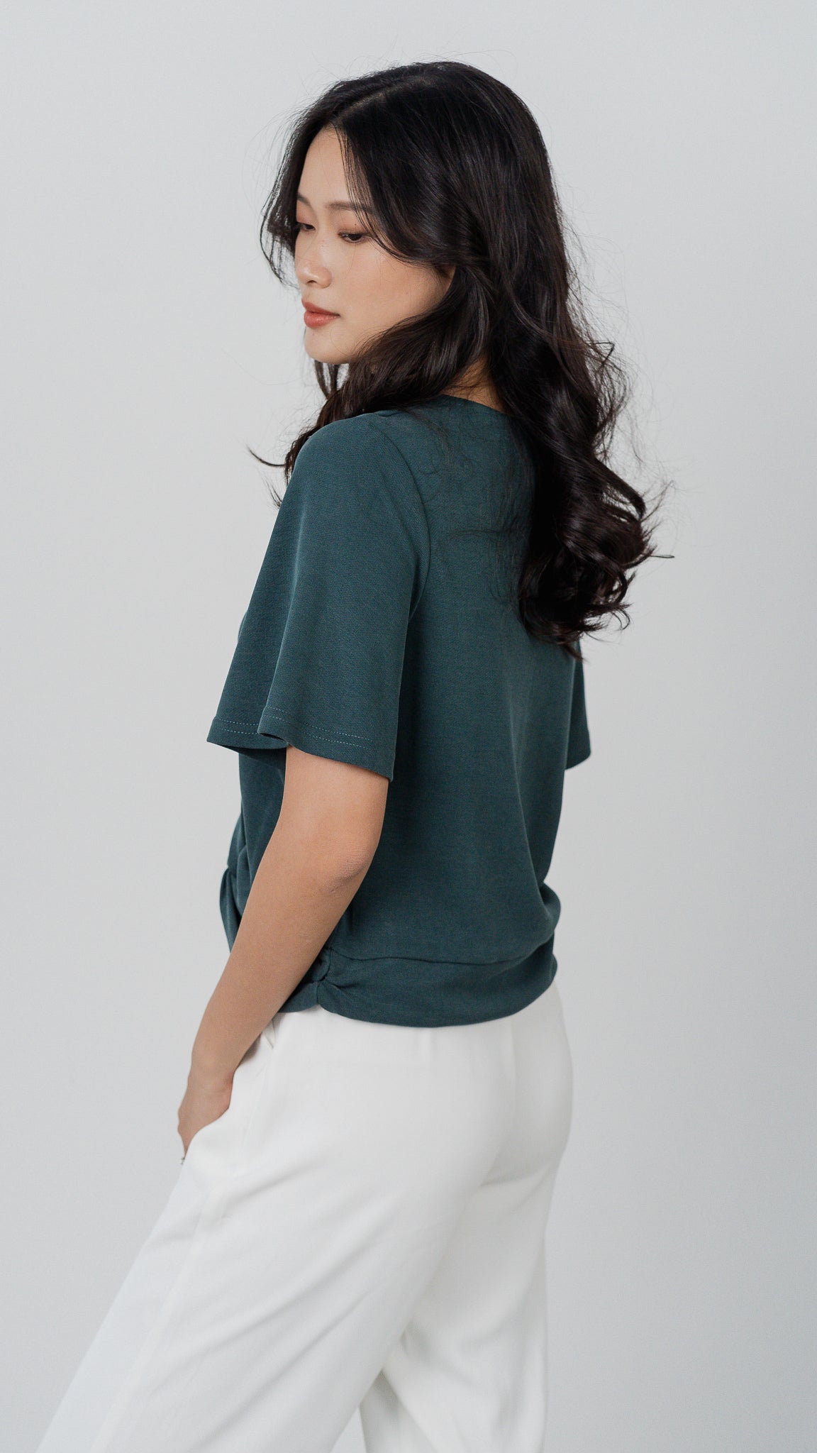 Vivien Knot Tencel Blend Blouse in Forest [ONLINE ONLY]