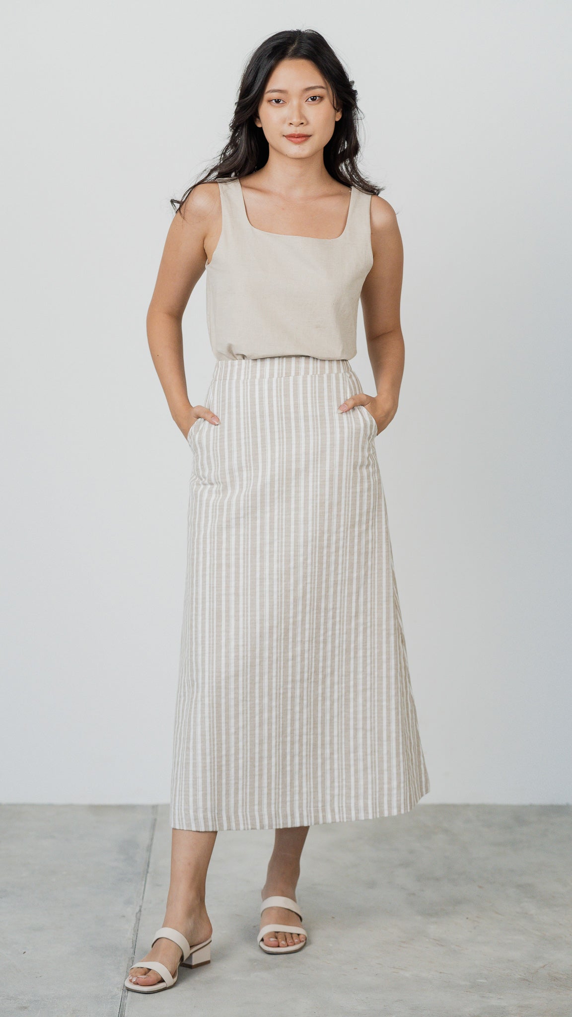 Resort Vibes Midi Skirt in Khaki [ONLINE ONLY]