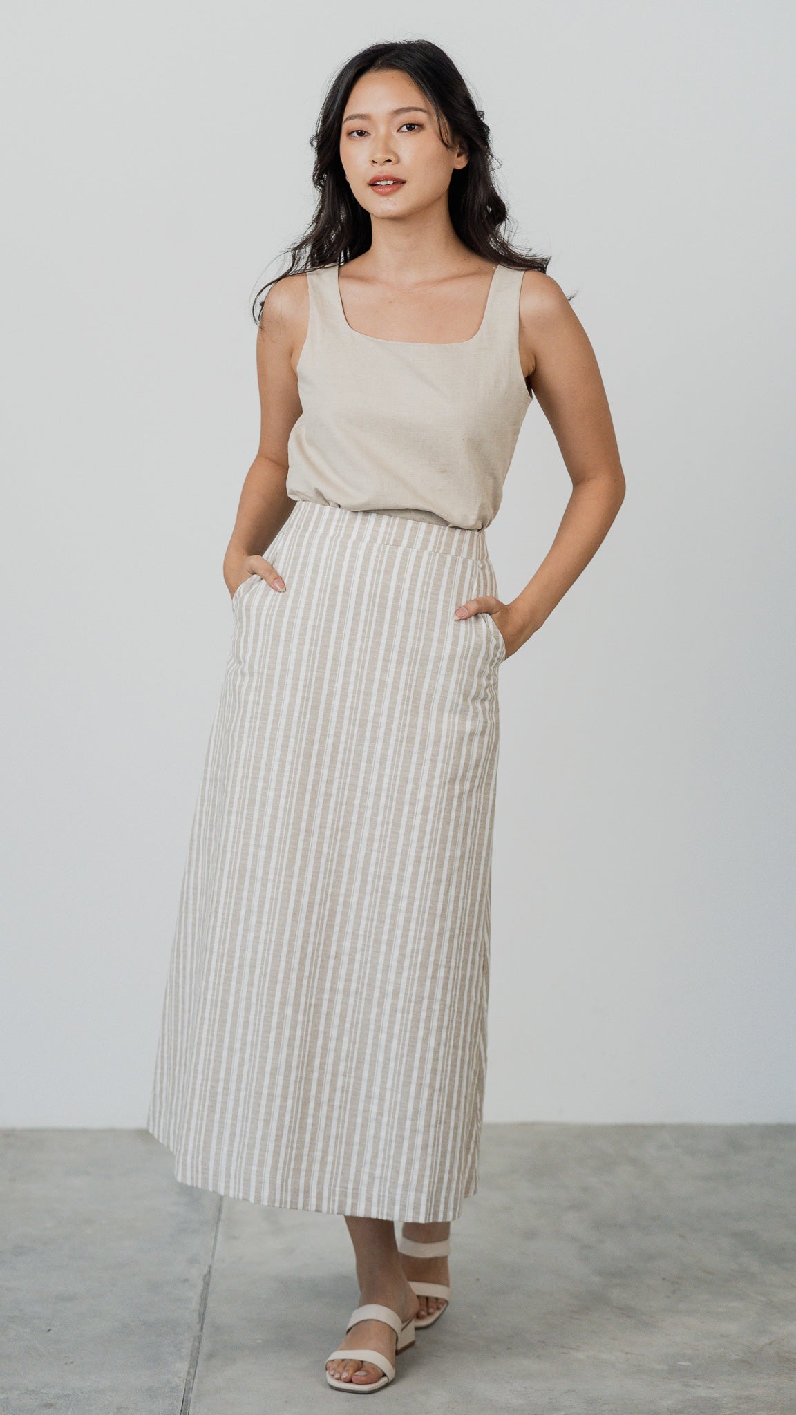 Resort Vibes Midi Skirt in Khaki [ONLINE ONLY]