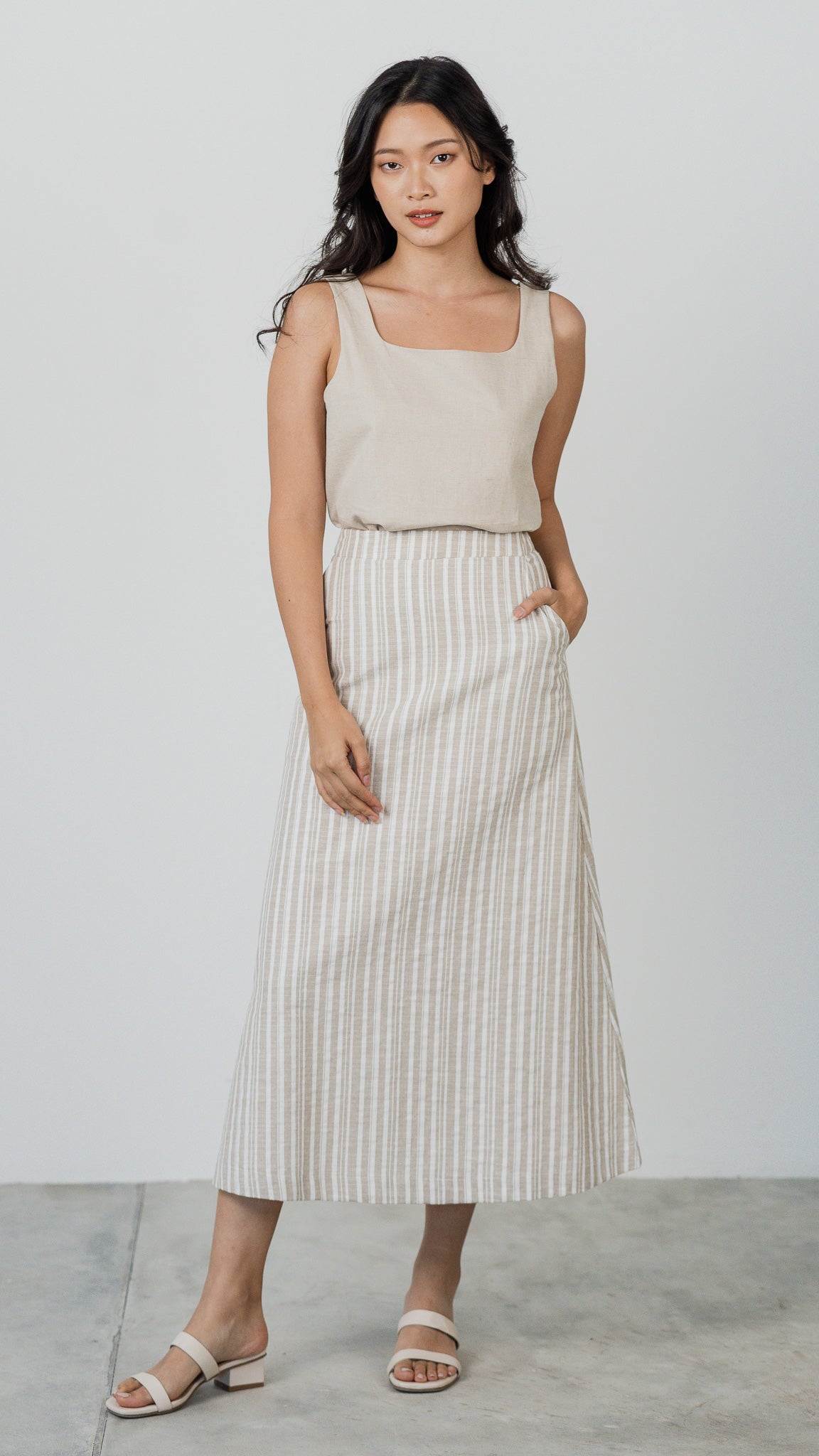 Resort Vibes Midi Skirt in Khaki [ONLINE ONLY]