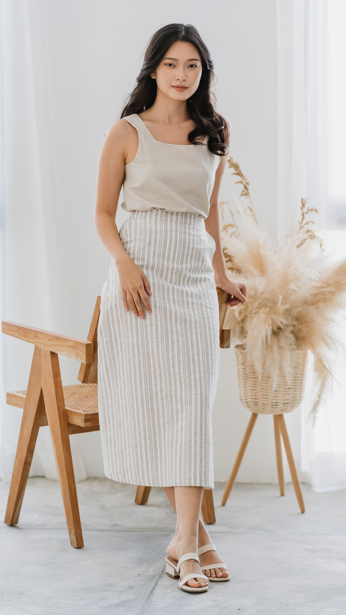 Resort Vibes Midi Skirt in Khaki [ONLINE ONLY]