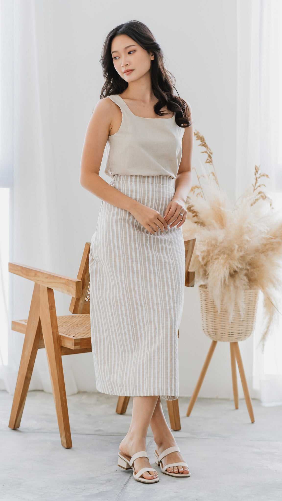 Resort Vibes Midi Skirt in Khaki [ONLINE ONLY]