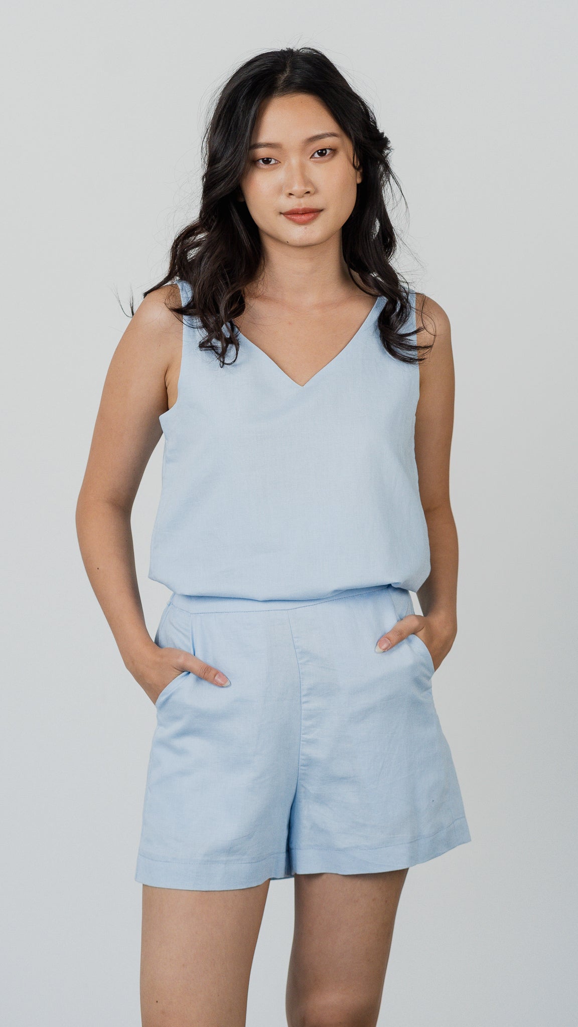 Take A Chill Pill Linen Shorts in Light Blue [ONLINE ONLY]