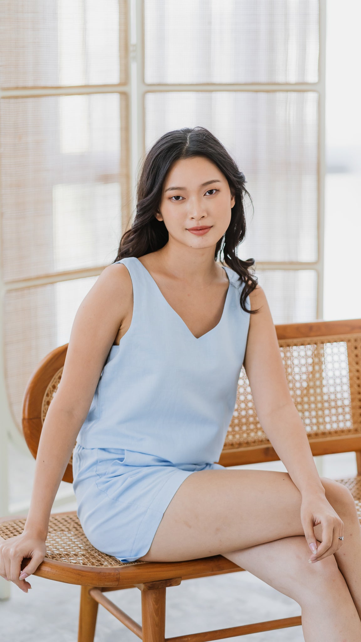 Take A Chill Pill Linen Shorts in Light Blue [ONLINE ONLY]