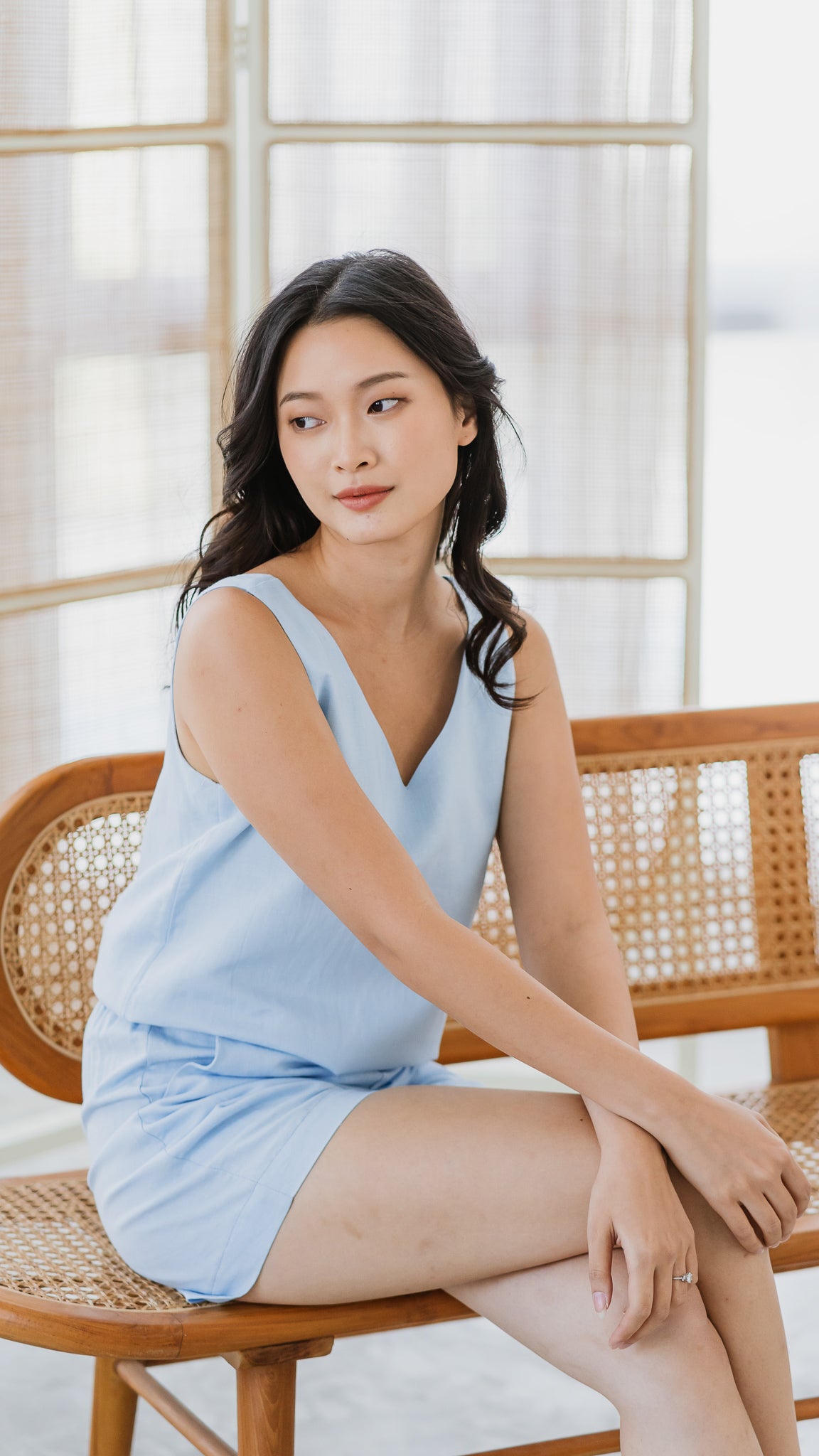 Take A Chill Pill Linen Shorts in Light Blue [ONLINE ONLY]