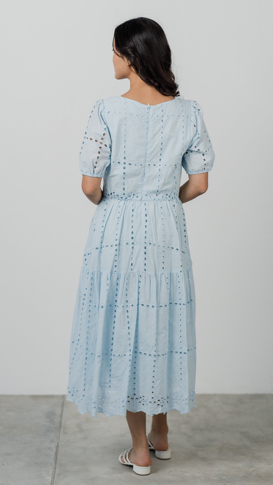 Sweet Disposition Broderie Dress in Light Blue [ONLINE ONLY]