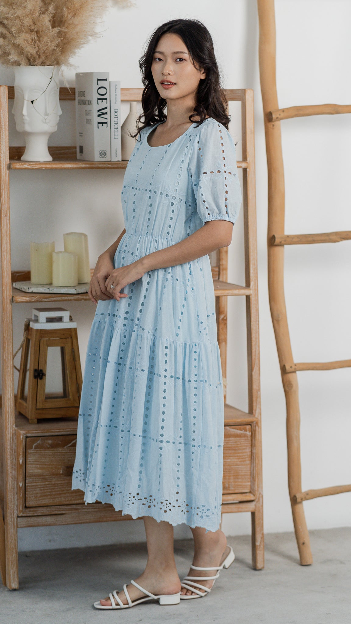 Sweet Disposition Broderie Dress in Light Blue [ONLINE ONLY]