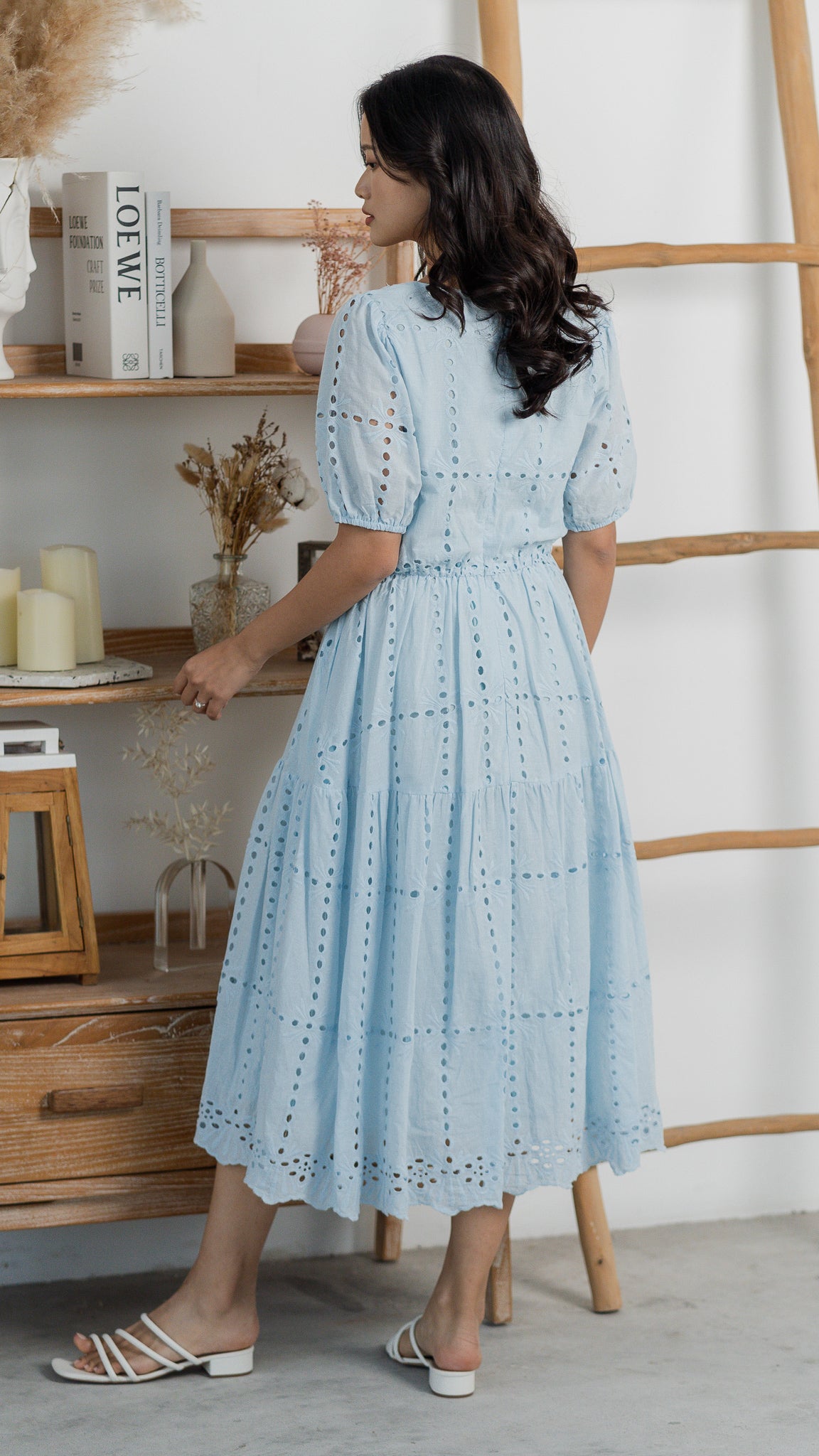 Sweet Disposition Broderie Dress in Light Blue [ONLINE ONLY]