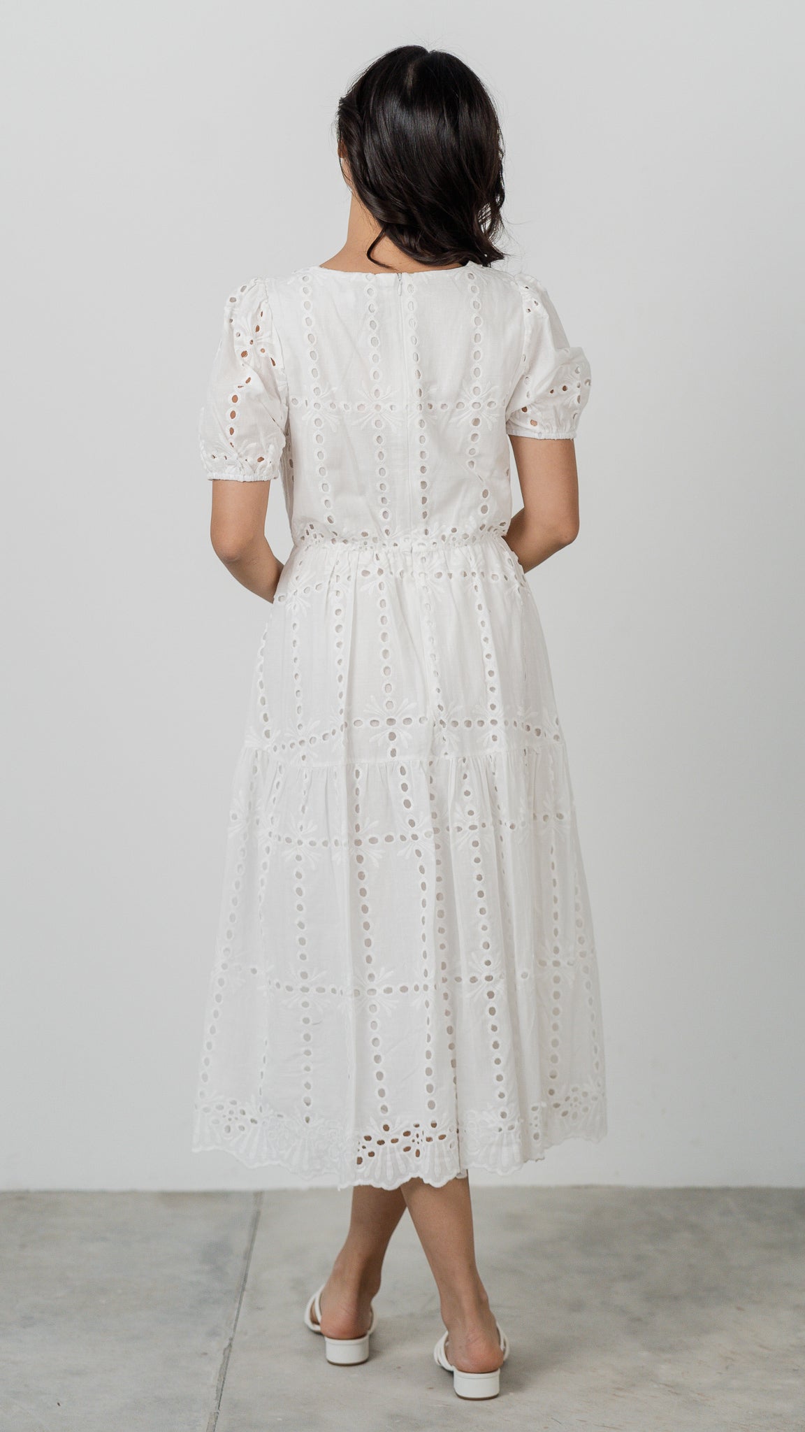 Sweet Disposition Broderie Dress in White [ONLINE ONLY]