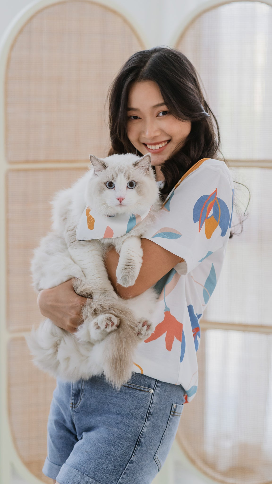 Sophie's Summer Pet Bandana in Pastel/White